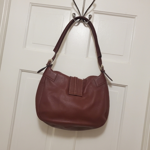 CATS Burgundy Pebble Grain Leather Hobo Bag, Classic - Picture 2 of 13